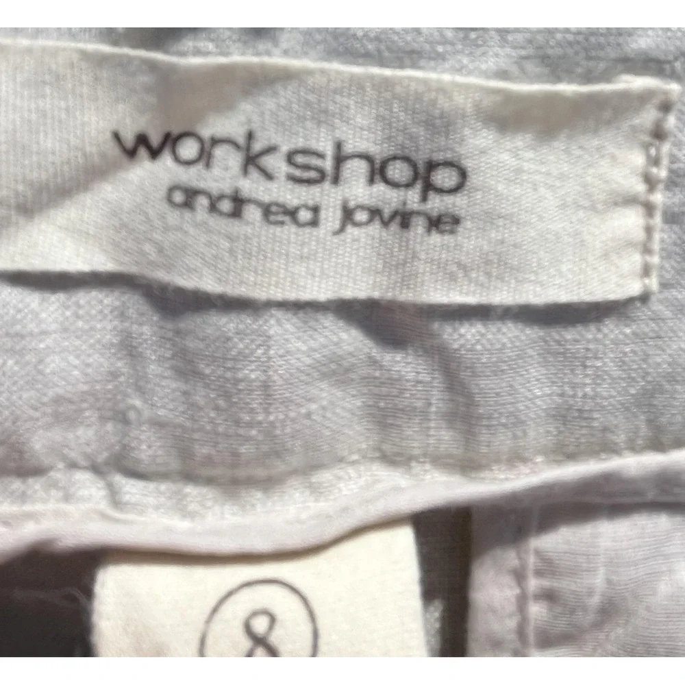 Workshop Andrea Jovine Pants Womens 8 Linen Cropped Wide Leg Chambray - Picture 8 of 9